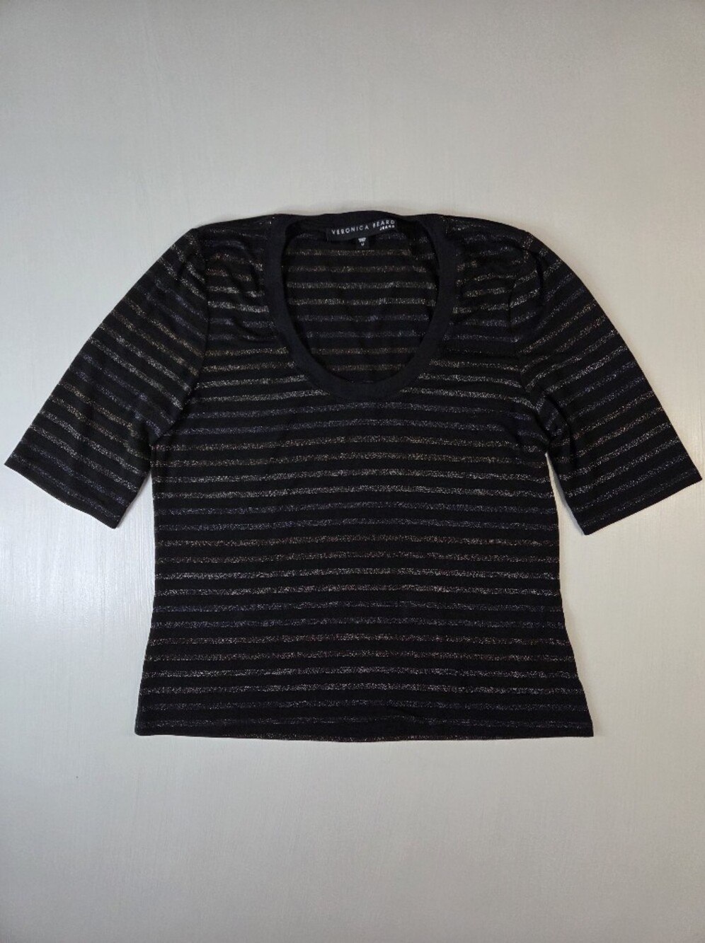 Veronica Beard Poppy Metallic Stripe Tee